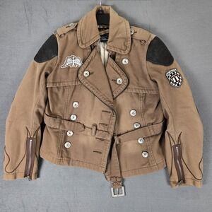 Icon Motorsports Jacket Womens S-M Moto Black Canvas Padded Motorcycle Riding‎